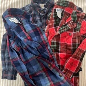 Duluth Trading Co Kids Plaid Flannel Button-Down Shirt Bundle